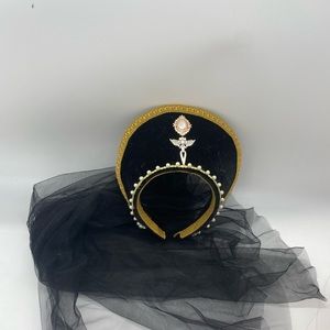 Velvet Terracota & Gold Medieval Headdress.